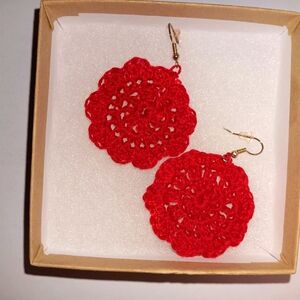 Handcrafted Red Crochet Earrings
